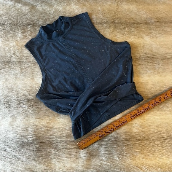 LULULEMON Blue Time to Restore Mock Neck Wrap Around Tie Back Tank Top Bra 4 - Picture 7 of 14